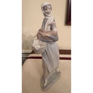 Lladró "Girl with Cockerel" porcelain figurine, model #4591 Retired